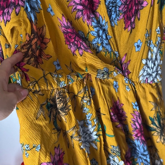 Yellow Ruffled Wrap Sundress with Puff Sleeves - Picture 10 of 15